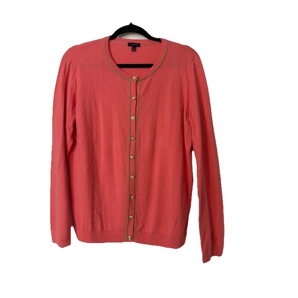 Talbots Sweaters - Talbots Women Cardigan Sweater Top Size L Gold Buttons Salmon Cashmere Preppy